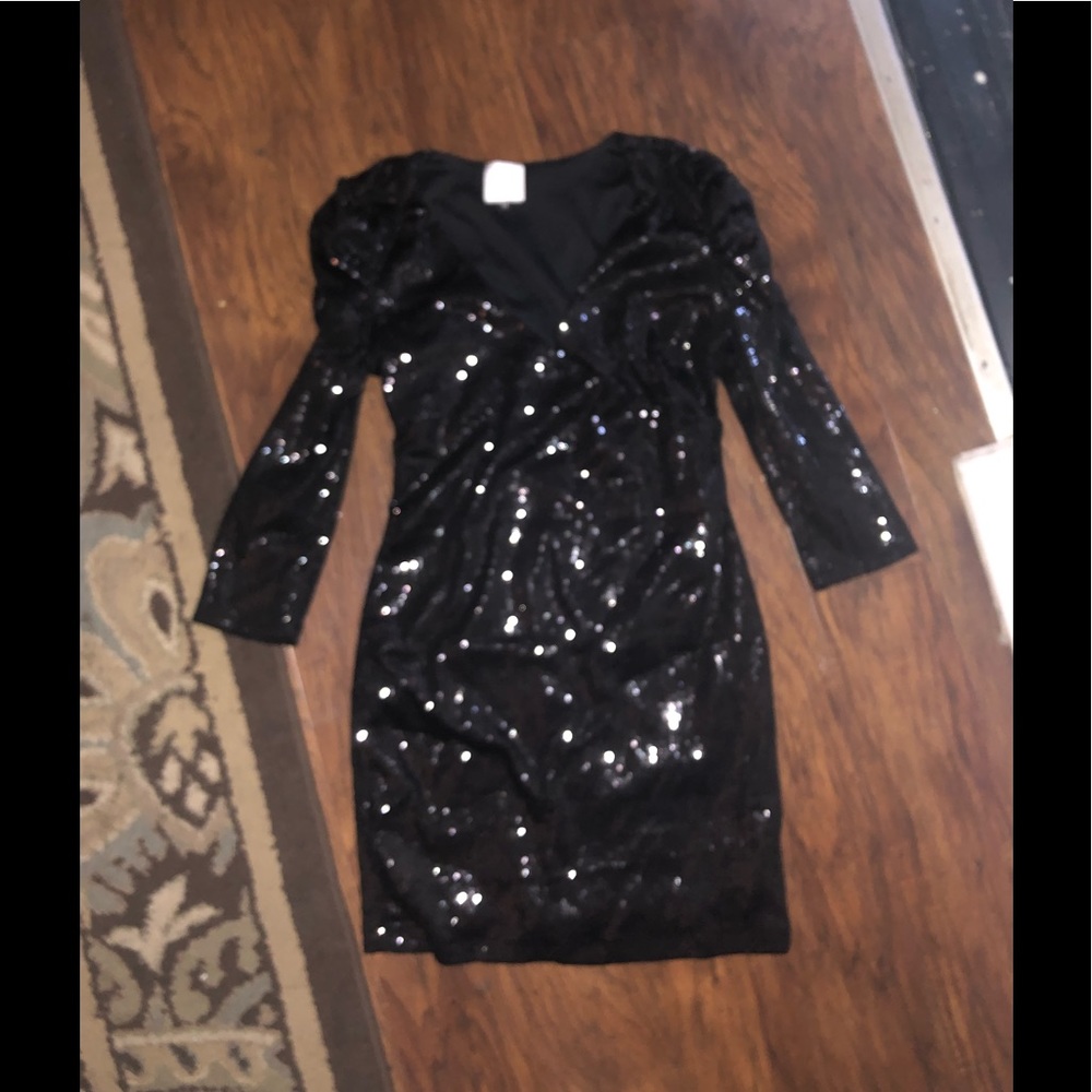 BLACK MEDIUM W BY WENJIE SEQUIN DRESS